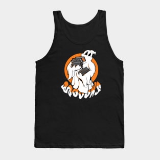 Ghost Booooks // Funny Halloween Cartoon Ghost Reading Books Tank Top